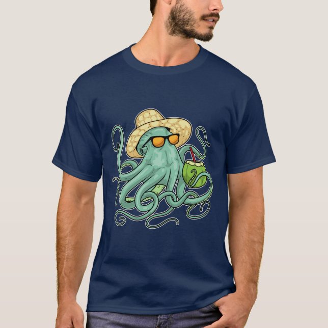 Camiseta Octopus Beach Coconut Summer (Frente)
