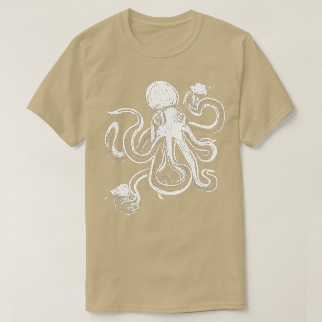 Camiseta Octopus Beer Mugs Caneca de cerveja Vestido Kraken (Frente do Design)