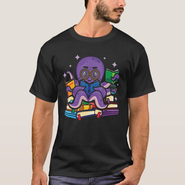 Camiseta Octopus Book Scuba Diver Bookworm Funny Reader (Frente)