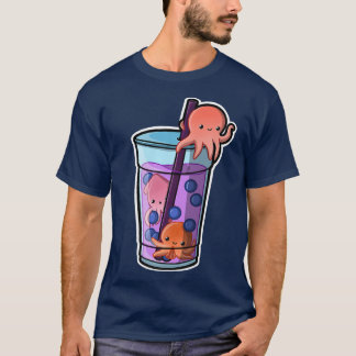 Camiseta Octopus Bubble Chá Adorável Kawaii Animal Cute Bob
