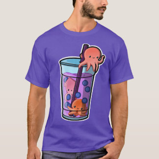 Camiseta Octopus Bubble Chá Adorável Kawaii Animal Cute Bob