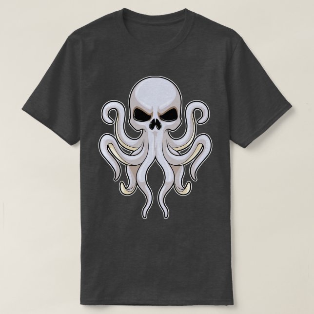 Camiseta Octopus com 8 Braços Crânio (Frente do Design)