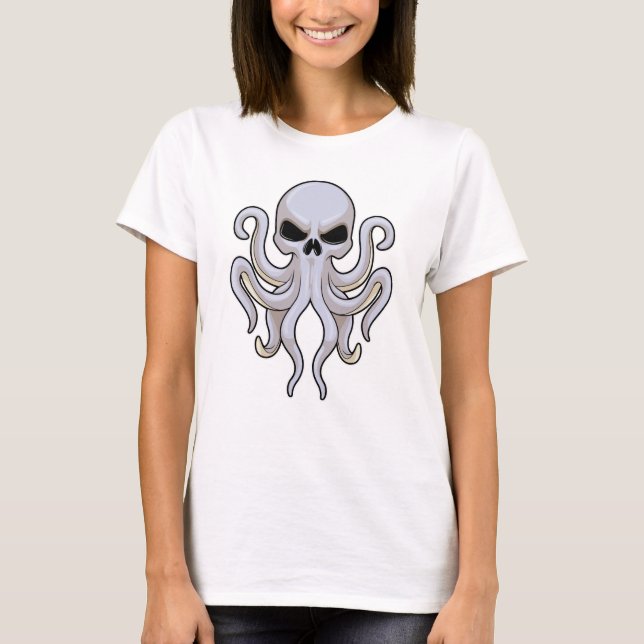 Camiseta Octopus com 8 Braços e Crânio (Frente)