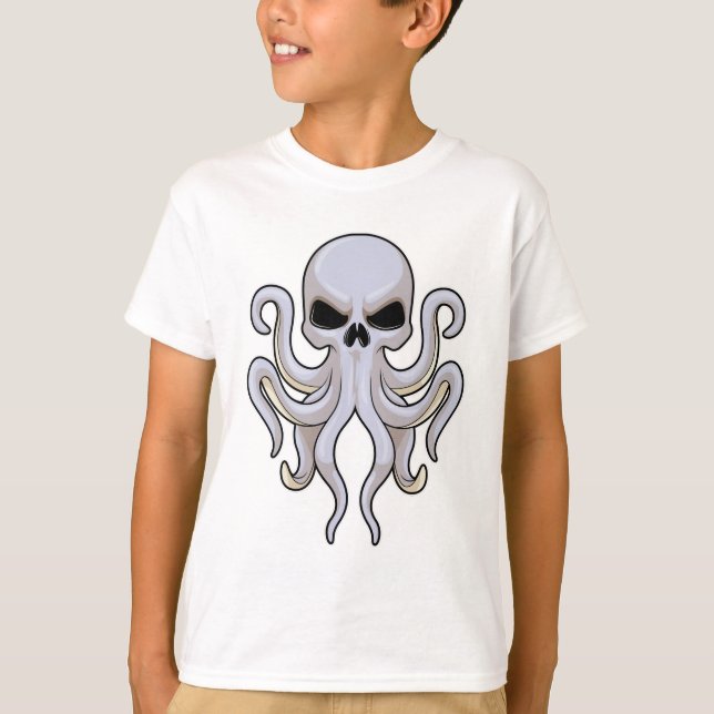 Camiseta Octopus com 8 Braços e Crânio (Frente)
