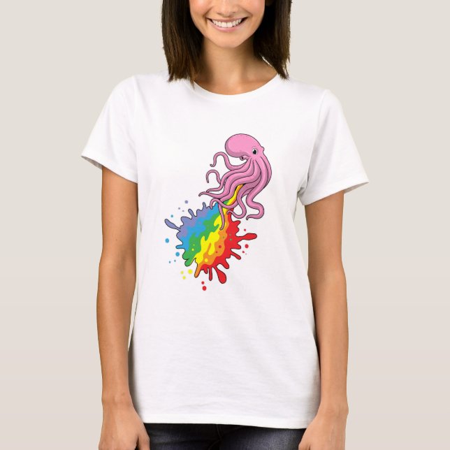 Camiseta Octopus com arco-íris (Frente)