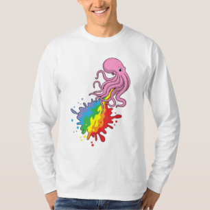 Camiseta Octopus com arco-íris