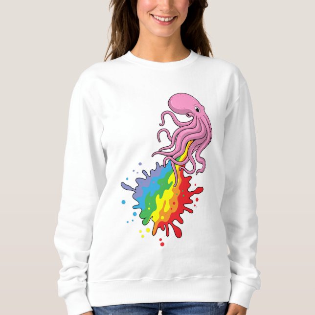 Camiseta Octopus com arco-íris (Frente)