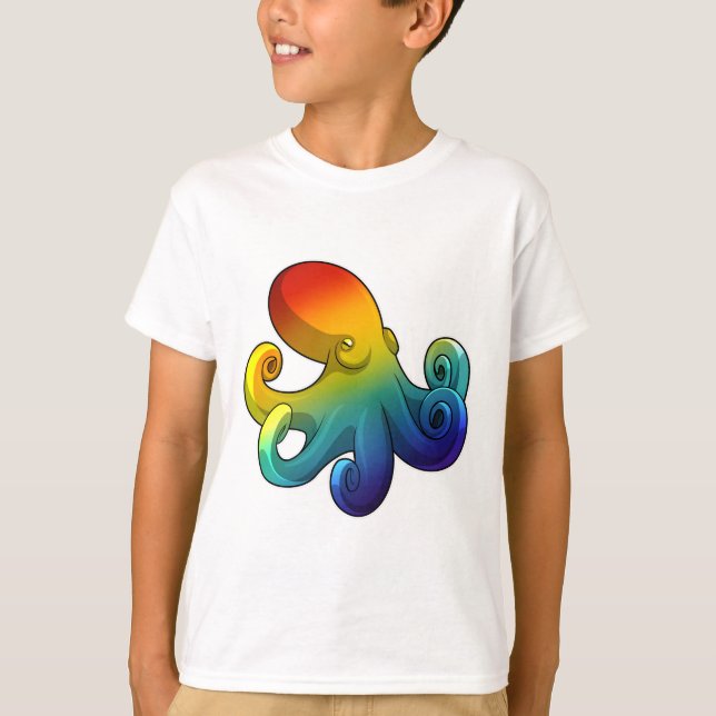 Camiseta Octopus com arco-íris (Frente)