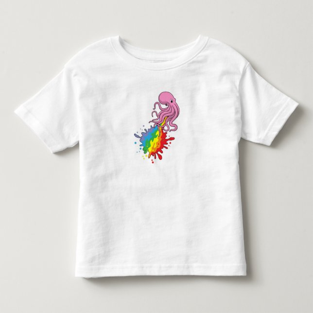 Camiseta Octopus com arco-íris (Frente)