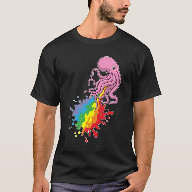 Camiseta Octopus com arco-íris (Frente)