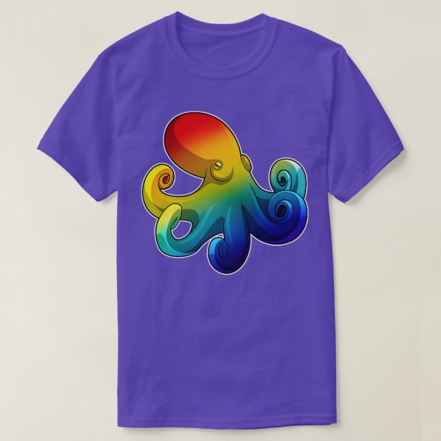 Camiseta Octopus com arco-íris 2 (Frente do Design)
