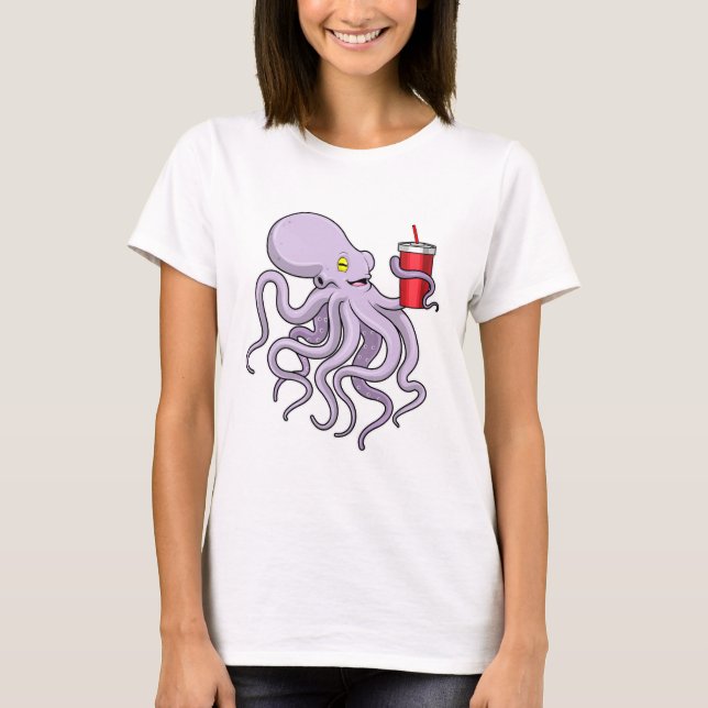 Camiseta Octopus com caneta de Bebendo (Frente)