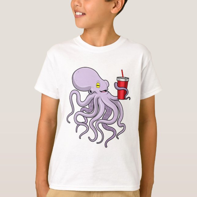 Camiseta Octopus com caneta de Bebendo (Frente)