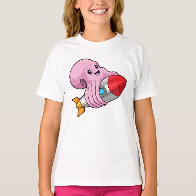Camiseta Octopus com foguete (Frente)