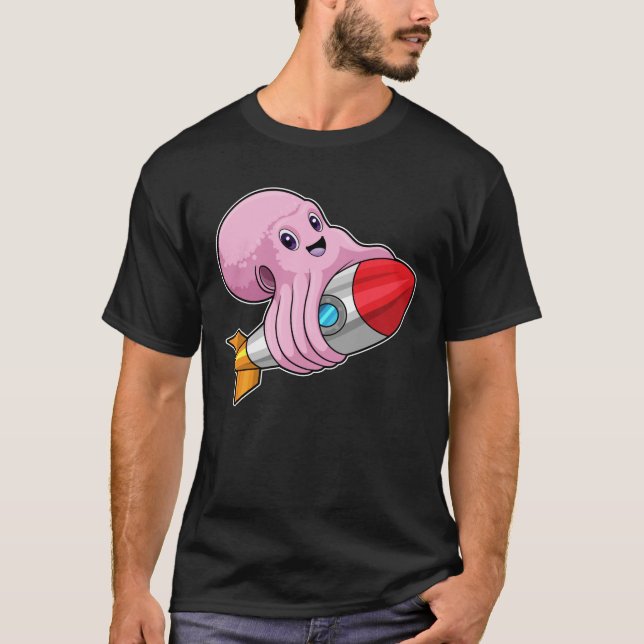 Camiseta Octopus com foguete (Frente)