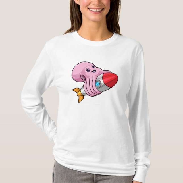 Camiseta Octopus com foguete (Frente)