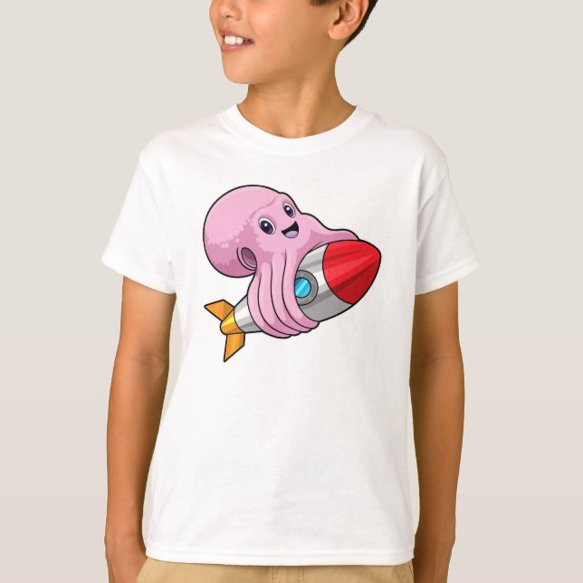 Camiseta Octopus com foguete (Frente)