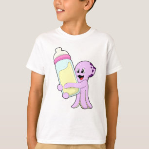 Camiseta Octopus com frasco de bebê Leite