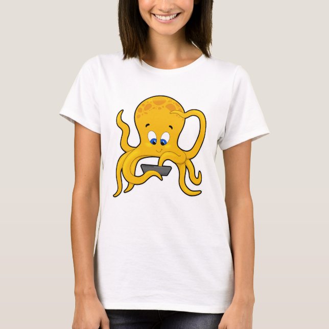 Camiseta Octopus com Laptop (Frente)