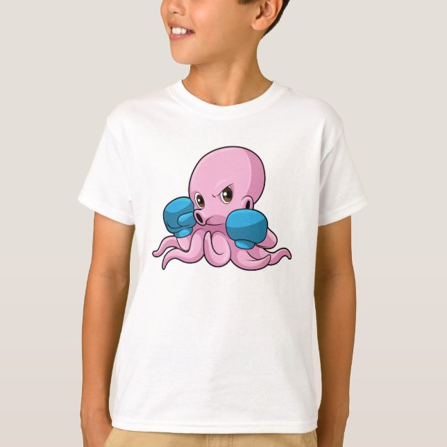 Camiseta Octopus como Boxer com luvas in a box (Frente)