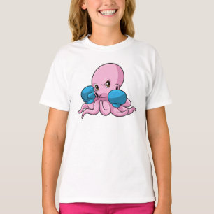 Camiseta Octopus como Boxer com luvas in a box