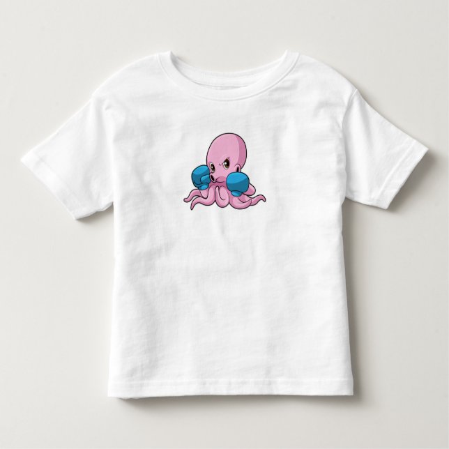 Camiseta Octopus como Boxer com luvas in a box (Frente)