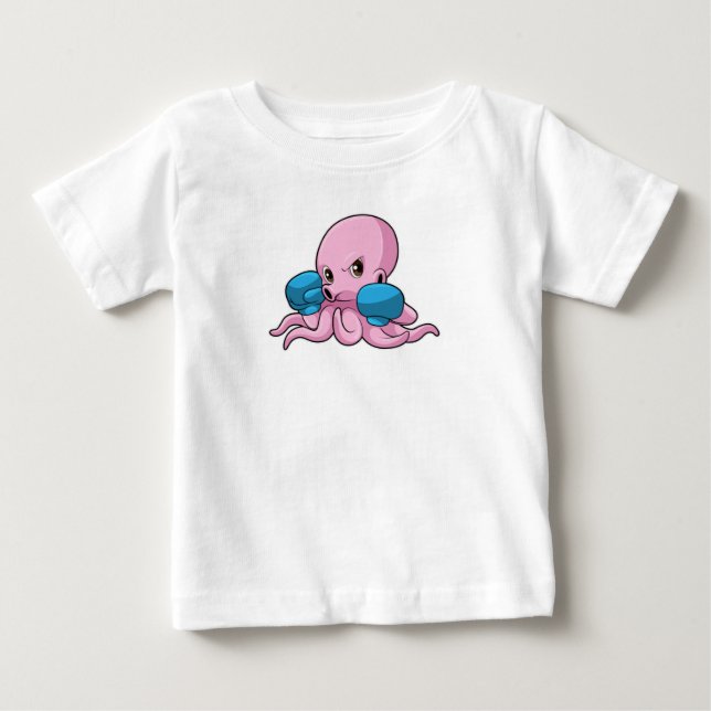 Camiseta Octopus como Boxer com luvas in a box (Frente)