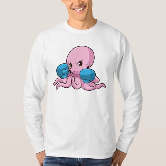 Camiseta Octopus como Boxer com luvas in a box (Frente)