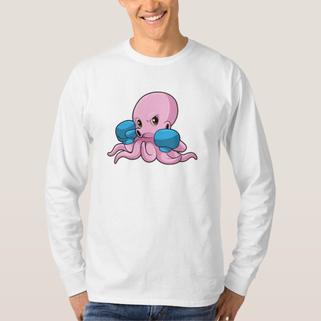 Camiseta Octopus como Boxer com luvas in a box (Frente)