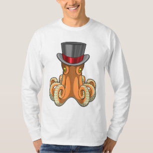 Camiseta Octopus como cavalheiro com chapéu superior
