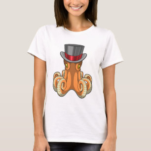Camiseta Octopus como cavalheiro com chapéu superior