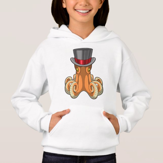 Camiseta Octopus como cavalheiro com chapéu superior (Frente)