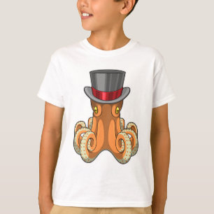 Camiseta Octopus como cavalheiro com chapéu superior