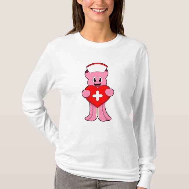 Camiseta Octopus como enfermeira com coração (Frente)