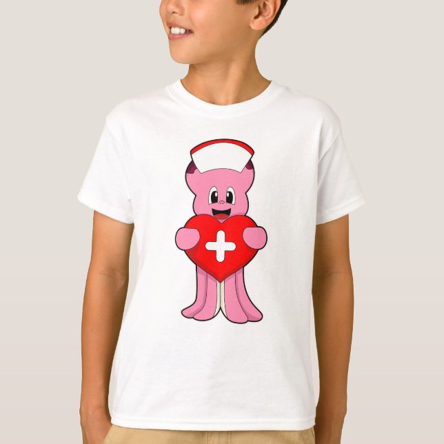 Camiseta Octopus como enfermeira com coração (Frente)