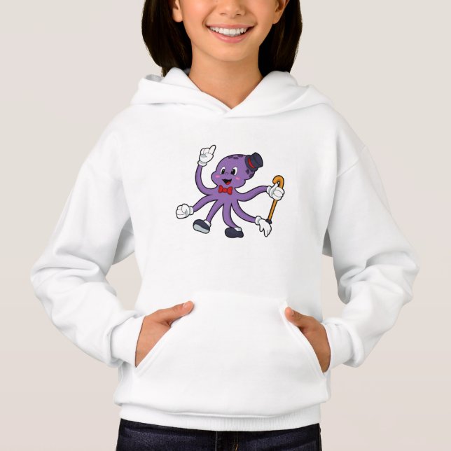 Camiseta Octopus como mágico com chapéu (Frente)