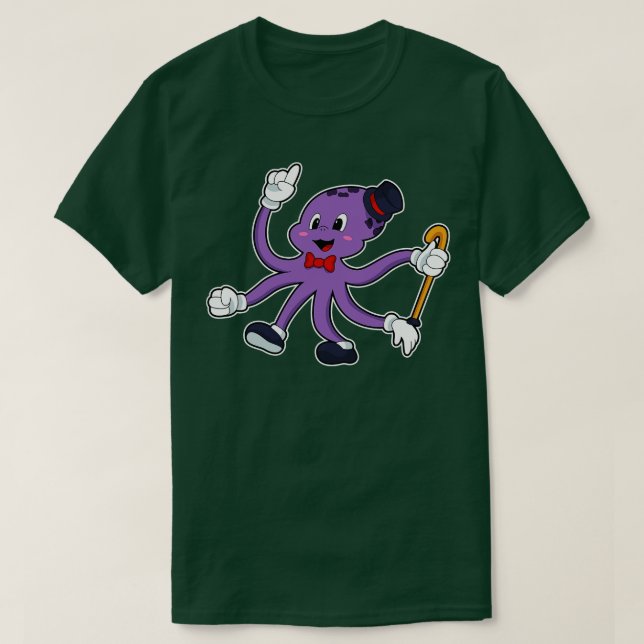 Camiseta Octopus como mágico com chapéu (Frente do Design)