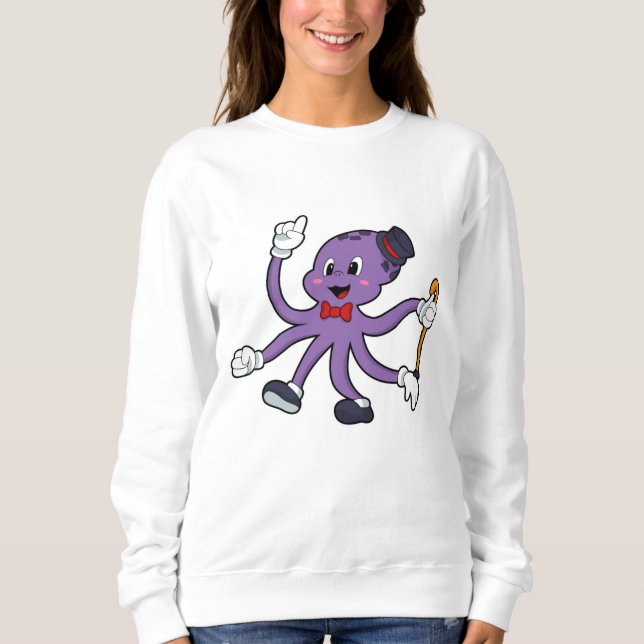 Camiseta Octopus como mágico com chapéu (Frente)