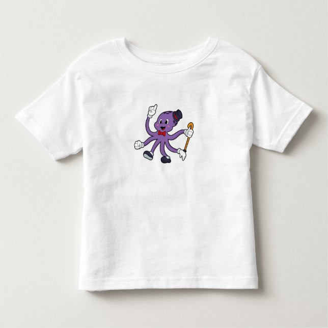 Camiseta Octopus como mágico com chapéu (Frente)
