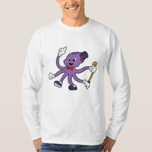 Camiseta Octopus como mágico com chapéu