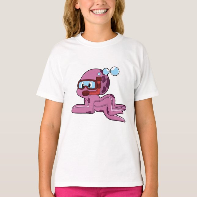 Camiseta Octopus como mergulhador com Snorkel (Frente)