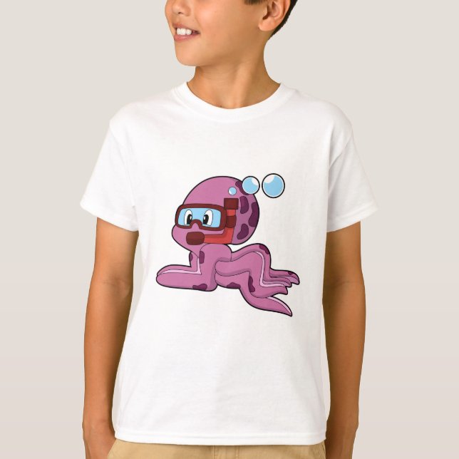 Camiseta Octopus como mergulhador com Snorkel (Frente)