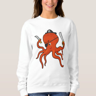 Camiseta Octopus como pirata com espada e faca