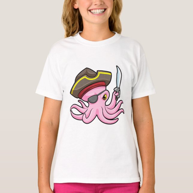 Camiseta Octopus como Pirata com Saber & Eleye (Frente)