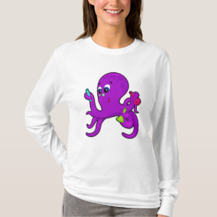 Camiseta Octopus como professor com equipamento de laborató
