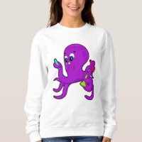Octopus como professor com equipamento de laborató