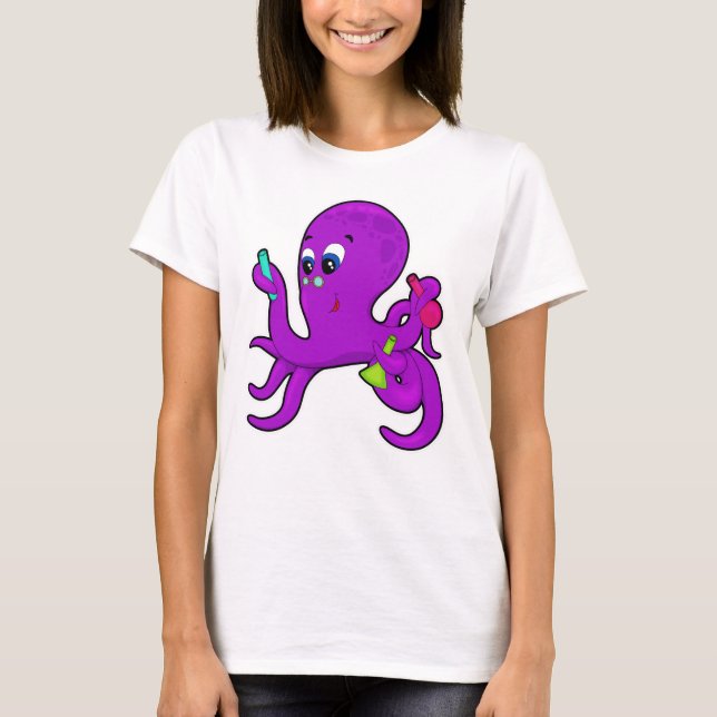 Camiseta Octopus como professor com equipamento de laborató (Frente)