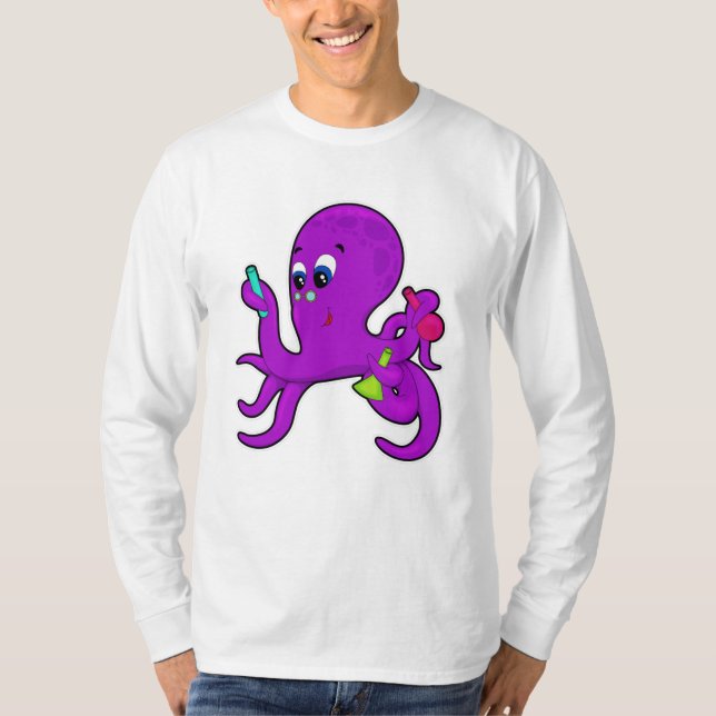 Camiseta Octopus como professor com equipamento de laborató (Frente)