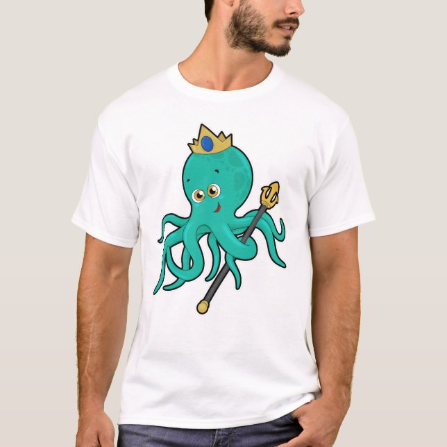 Camiseta Octopus como rei com Trident (Frente)