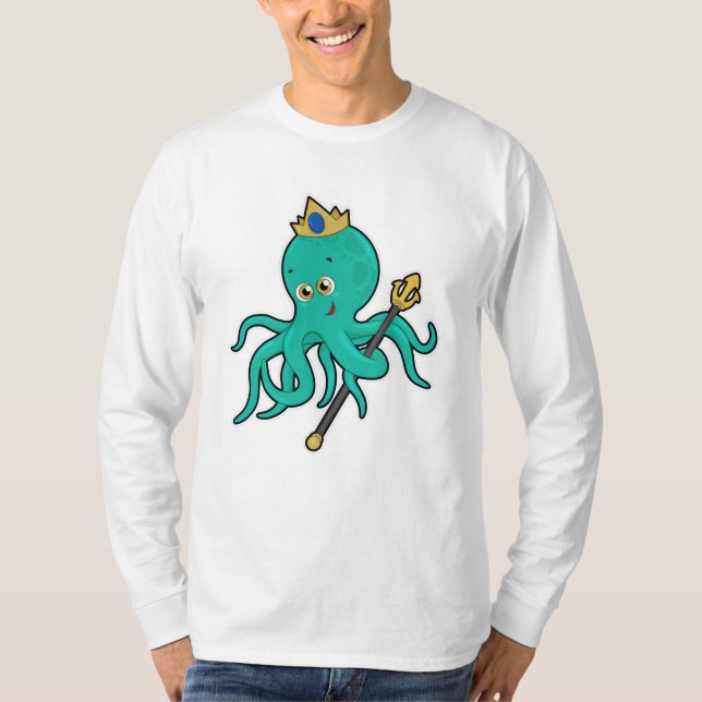 Camiseta Octopus como rei com Trident (Frente)